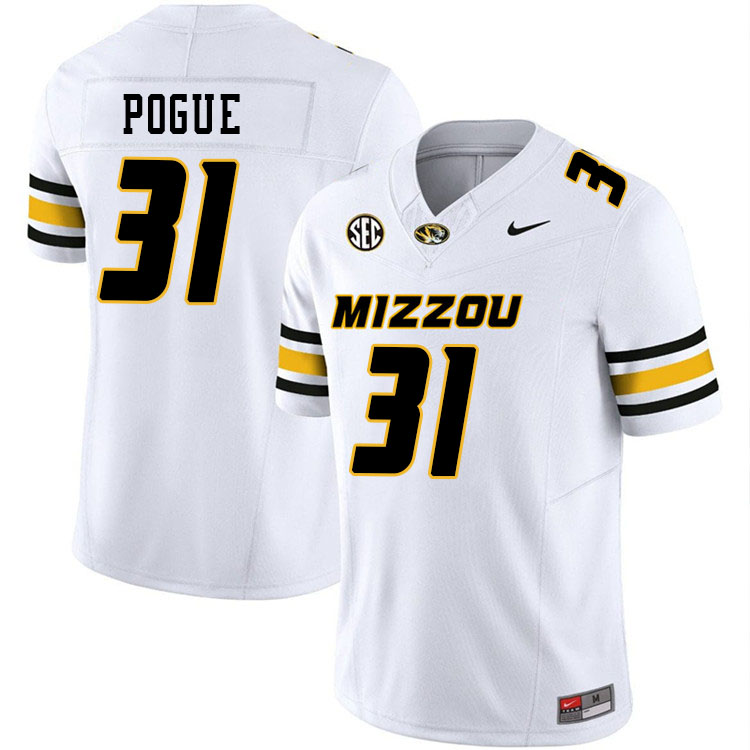 Men #31 Nasir Pogue Missouri Tigers College Football Jerseys Stitched-White